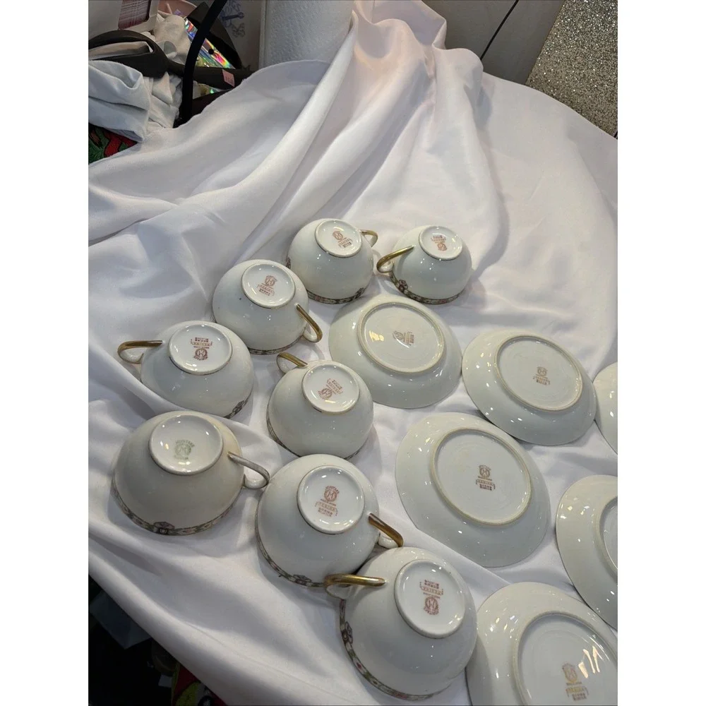 16 Pc Rare Noritake Nippon 1920's Vintage Serving Saucer & CupTea Victorian‎ 57
